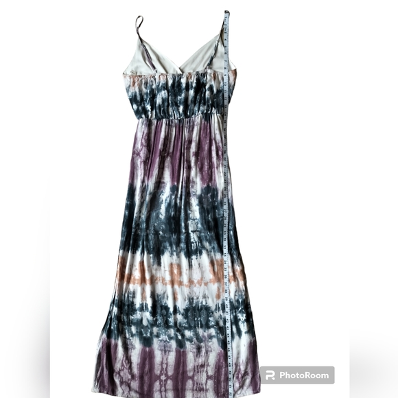 One Clothing tie dye V neck wrap maxi dress purple white dark green size S - Picture 8 of 11